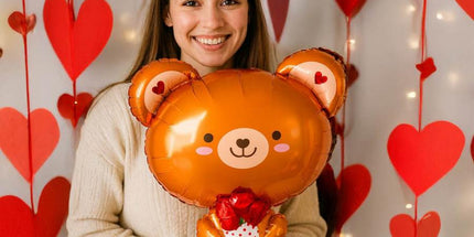 Folija balon medvjedić s ružom - 51 × 48 cm