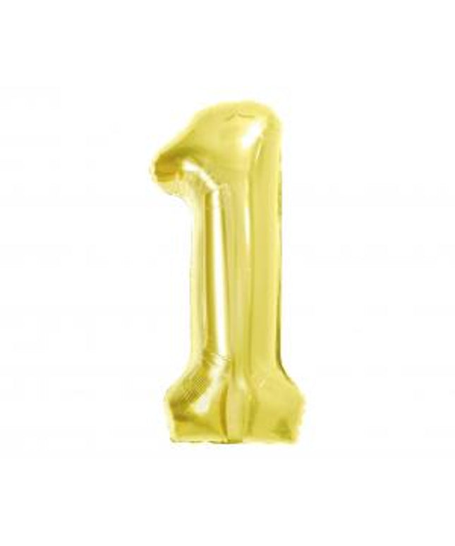 Folija balon broj 1, svijetlo zlatni - 85 cm