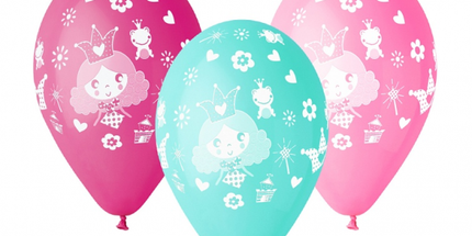 Pastel lateks baloni Princess motiv 30 cm – 5 kom Gemar