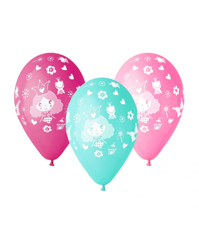 Pastel lateks baloni Princess motiv 30 cm – 5 kom Gemar