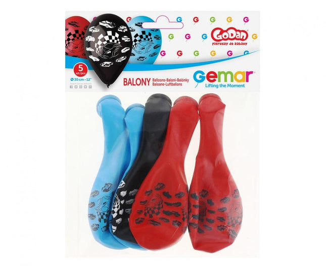 Lateks baloni Cars šarene boje s tiskom 30 cm 5 kom