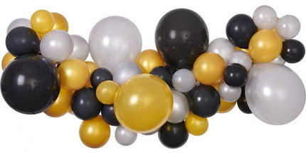 Balonska girlanda komplet srebrna zlatna crna dekoracija - 65 kom