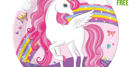 Papirnati tanjuri Jednorog Rainbow, 23 cm - 8 kom
