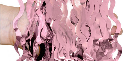 Dekorativna roza metalik zavjesa od traka 100×200 cm