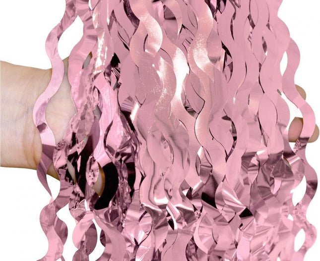 Dekorativna roza metalik zavjesa od traka 100×200 cm