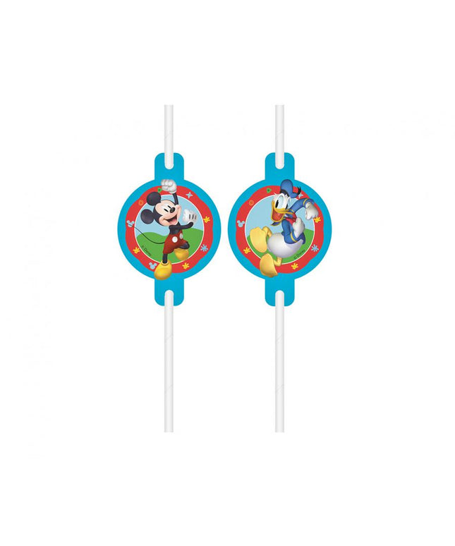 Papirnate slamke Mickey Rock the House s medaljonom - 4 kom