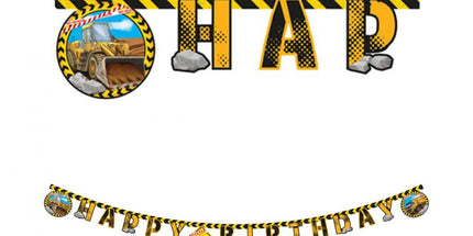 Viseći natpis Happy Birthday s motivom gradilišta 200 cm
