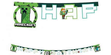 Baner natpis Minecraft Happy Birthday - 200 cm