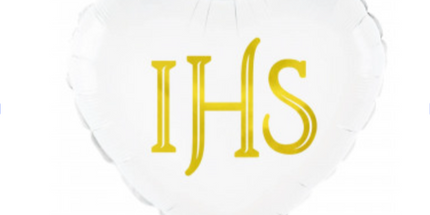 Folija balon bijeli IHS srce - 45 cm