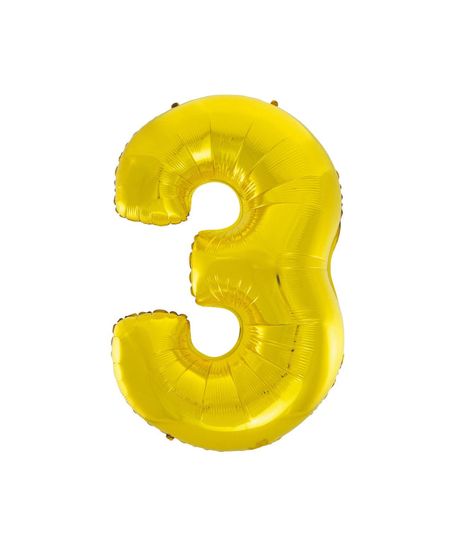 Zlatni folija balon broj 3, 92 cm – Beauty & Charm