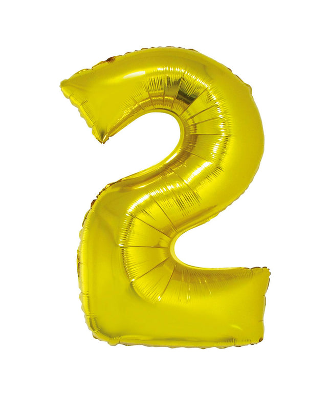 Balon za rojstni dan številka 2, zlata barva, 92cm - Mojbalon
