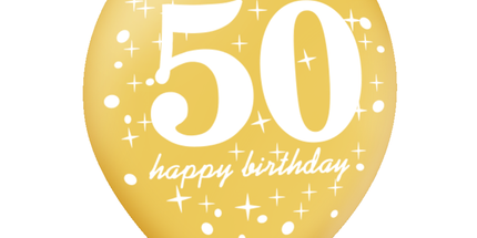 Set latex balona 50. rođendan – crni i zlatni, 6 kom