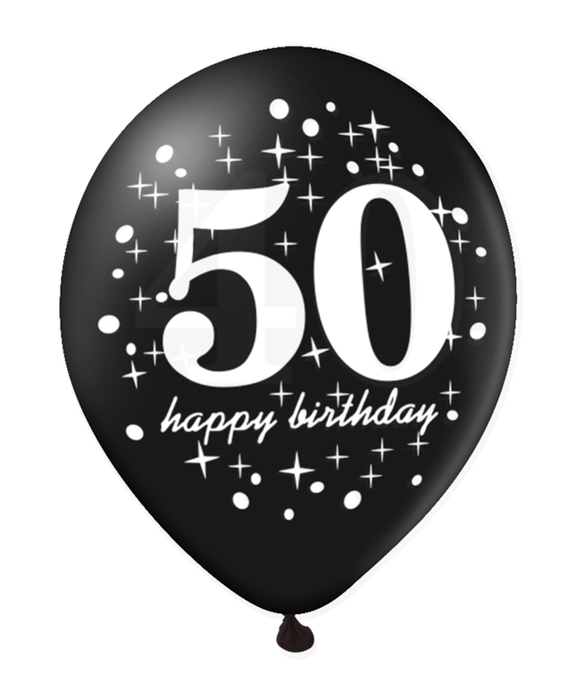 Set latex balona 50. rođendan – crni i zlatni, 6 kom