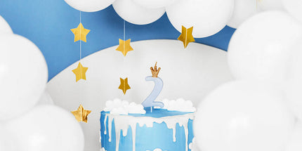 Rođendanska svjećica broj 2 s krunom, svijetlo plava