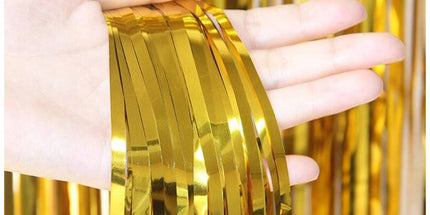 Dekorativna zlatna mat zavjesa od traka 100×200 cm