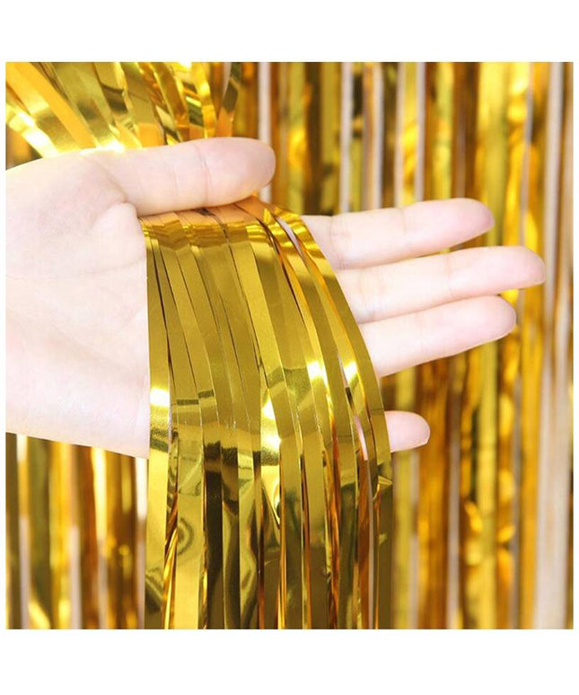 Dekorativna zlatna mat zavjesa od traka 100×200 cm