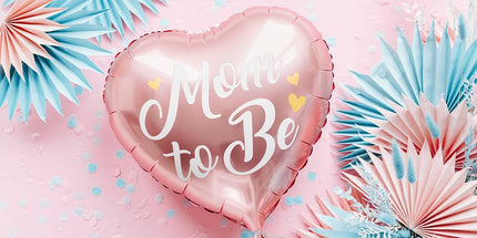 Folija balon srce Mom To Be roza 35 cm, zlat natpis