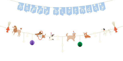 Baner natpis Happy Birthday Puppies - 210 cm