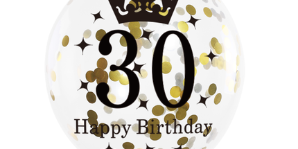 Set latex balona 30. rođendan – crni i zlatni, 6 kom