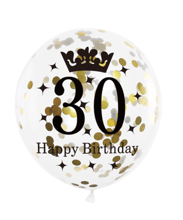 Set latex balona 30. rođendan – crni i zlatni, 6 kom