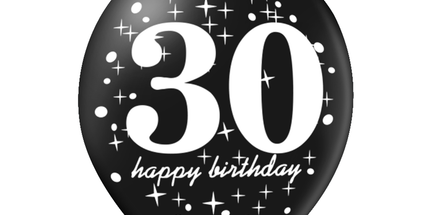 Set latex balona 30. rođendan – crni i zlatni, 6 kom