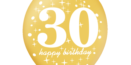 Set latex balona 30. rođendan – crni i zlatni, 6 kom