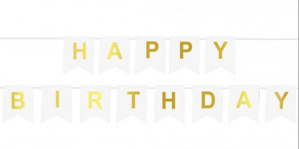 Baner natpis "Happy Birthday" zlatni - 190 cm