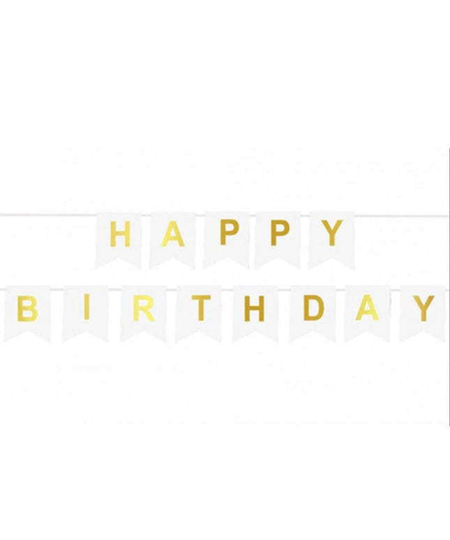 Baner natpis "Happy Birthday" zlatni - 190 cm