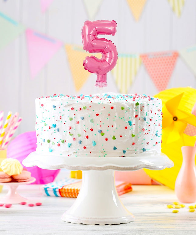 Balon na palčki za rojstni dan Številka 5 roza, 13cm - mojbalon