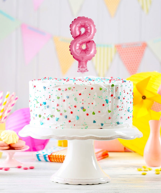 Balon na palčki za rojstni dan Številka 8 roza, 13cm - mojbalon