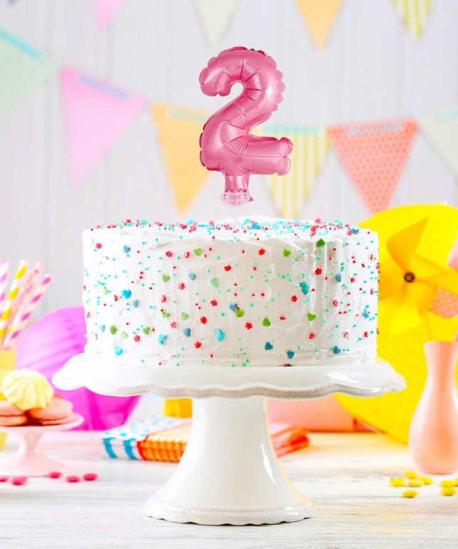 Folija balon broj 2 na štapiću ružičasti – dekoracija