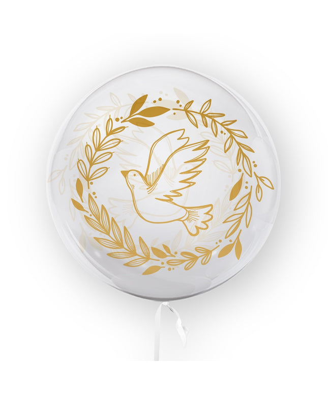 Folija balon s motivom Golubice i zlatnih listova - 45 cm